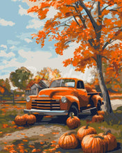 Laden Sie das Bild in den Galerie-Viewer, Malen nach Zahlen Figured&#39;Art – Vintage-LKW im Herbst