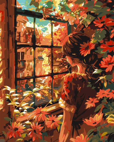 Malen nach Zahlen Figured'Art – Herbstfensterblick