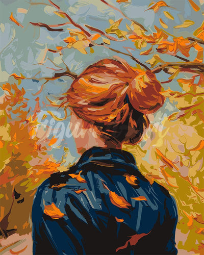Malen nach Zahlen Figured'Art – Von Van Gogh inspirierte Herbst-Dame