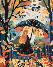 Laden Sie das Bild in den Galerie-Viewer, Malen nach Zahlen Figured&#39;Art – Mädchen mit Regenschirm im Herbst