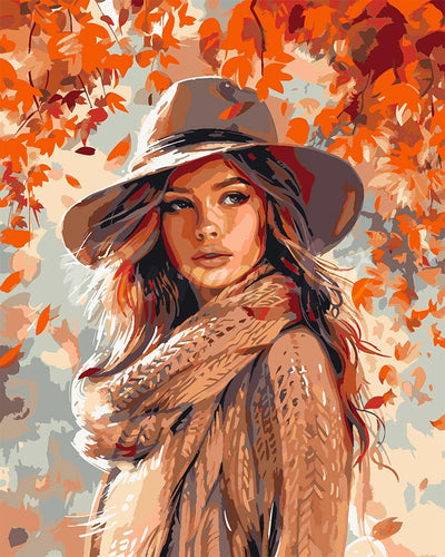 Malen nach Zahlen Figured'Art – Dame der Herbstwinde