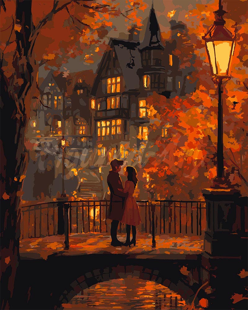 Malen nach Zahlen Figured'Art – Liebesabend im Herbst