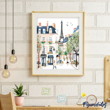 Laden Sie das Bild in den Galerie-Viewer, Aquarell-Pariser Straße