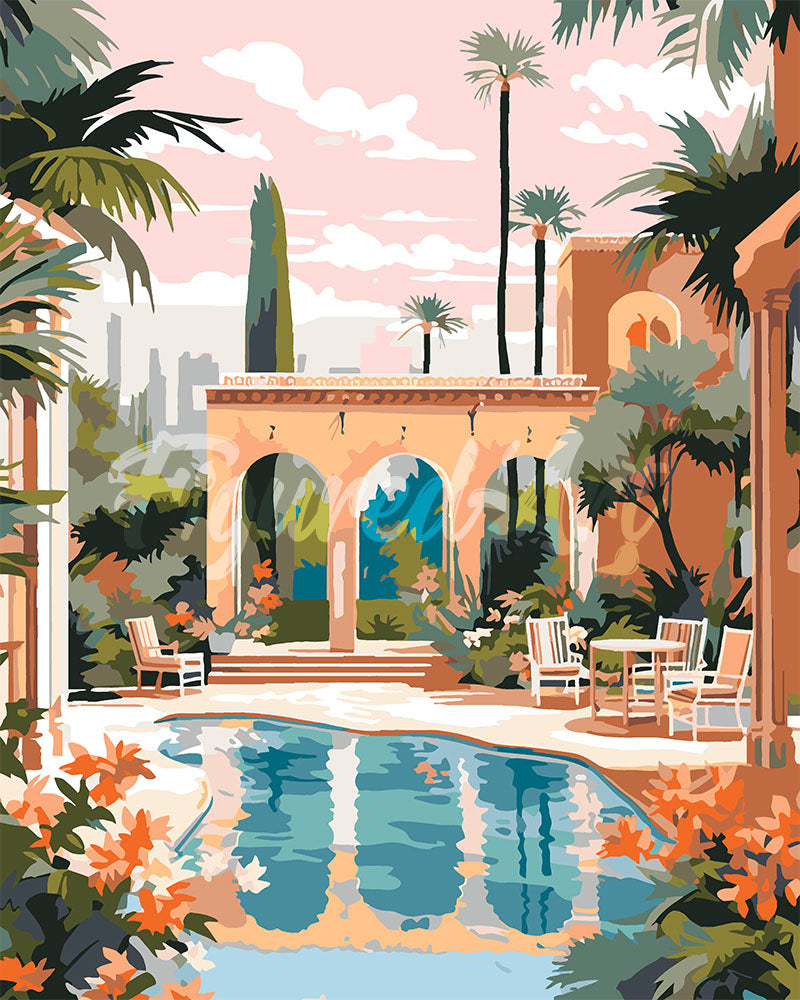 Malen nach Zahlen Figured'Art – Luxusvilla in Marrakesch