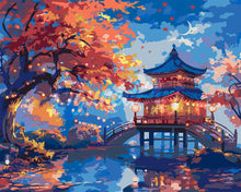 Laden Sie das Bild in den Galerie-Viewer, Malen nach Zahlen Figured&#39;Art – Pagode in einer Herbstnacht