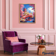 Laden Sie das Bild in den Galerie-Viewer, Rote Brücke mit Kirschblüten