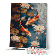 Laden Sie das Bild in den Galerie-Viewer, Vintage-Koi-Karpfen und Blumen