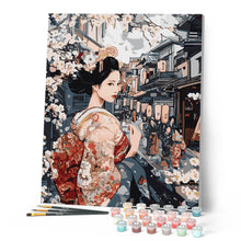 Laden Sie das Bild in den Galerie-Viewer, Geisha in einer Vintage-Straße