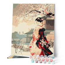 Laden Sie das Bild in den Galerie-Viewer, Vintage-Winter-Geisha-Szene