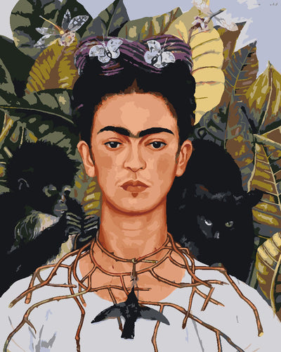 Malen nach Zahlen Figured'Art – Frida - Selbstbildnis mit Dornenkette und Kolibri