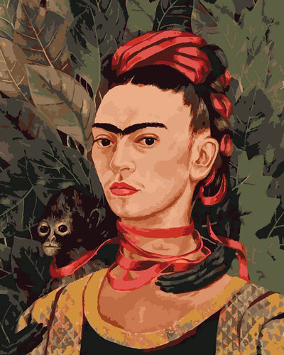 Malen nach Zahlen Figured'Art – Frida - Selbstbildnis mit Affe 1940