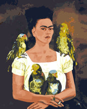 Laden Sie das Bild in den Galerie-Viewer, Malen nach Zahlen Figured&#39;Art – Frida - Ich und meine Papageien