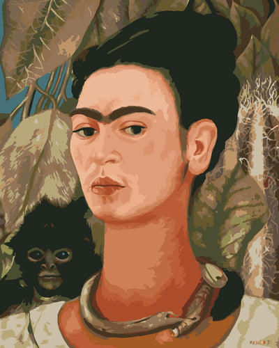Malen nach Zahlen Figured'Art – Frida - Selbstbildnis mit Affe 1938