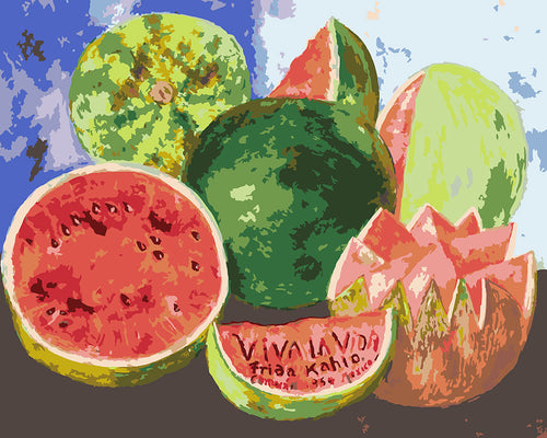 Malen nach Zahlen Figured'Art – Frida - Es lebe das Leben, Wassermelonen