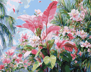 Malen nach Zahlen Figured'Art – Tropische rosa Blüte