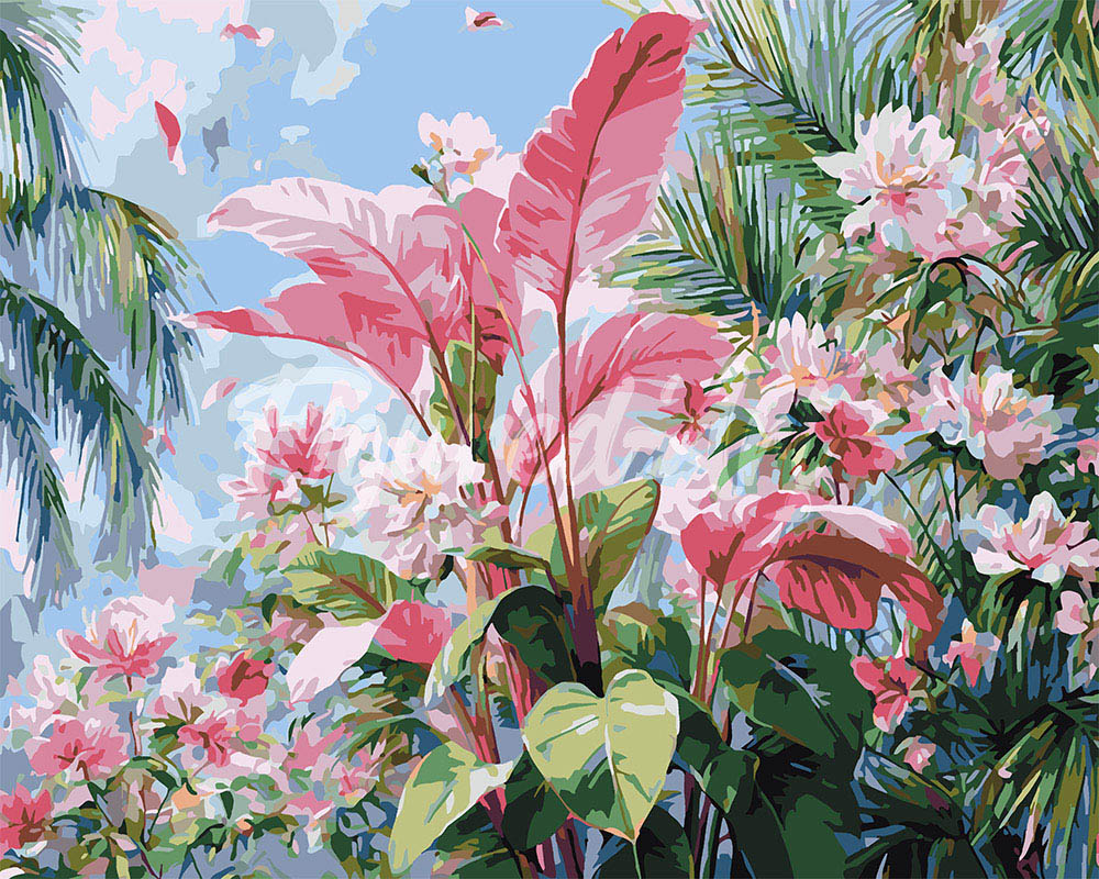 Malen nach Zahlen Figured'Art – Tropische rosa Blüte