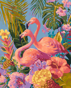 Malen nach Zahlen Figured'Art – Zwillingsflamingos