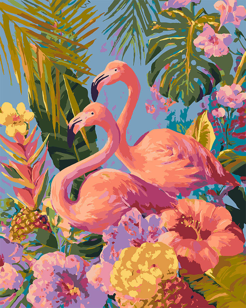 Malen nach Zahlen Figured'Art – Zwillingsflamingos