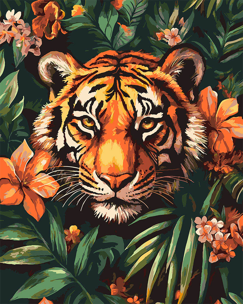 Malen nach Zahlen Figured'Art – Tropischer Tiger