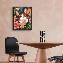 Laden Sie das Bild in den Galerie-Viewer, Katze mit tropischen Blumen