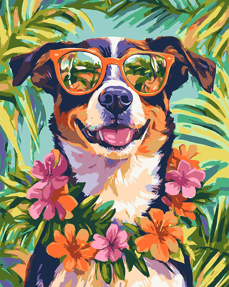 Malen nach Zahlen Figured'Art – Hund im Urlaub