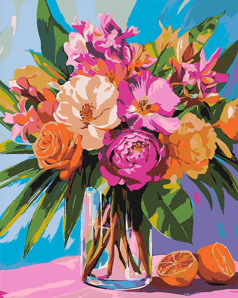 Malen nach Zahlen Figured'Art – Strahlender Blumenstrauß