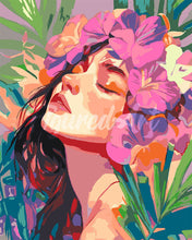 Laden Sie das Bild in den Galerie-Viewer, Malen nach Zahlen Figured&#39;Art – Hübsches Blumenmädchen
