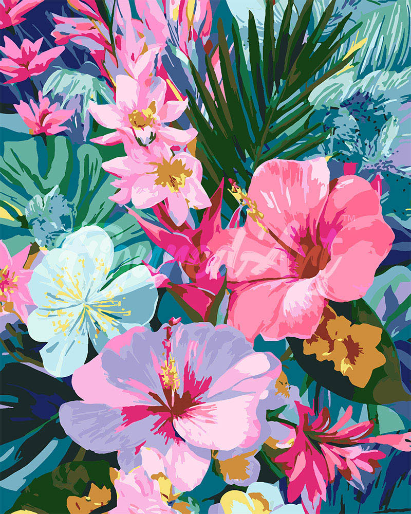 Malen nach Zahlen Figured'Art – Hibiskusgarten