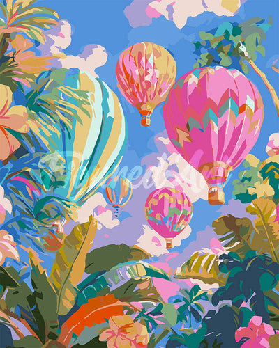 Malen nach Zahlen Figured'Art – Dschungel-Heißluftballons