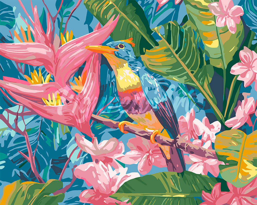 Malen nach Zahlen Figured'Art – Tropischer Dschungelvogel