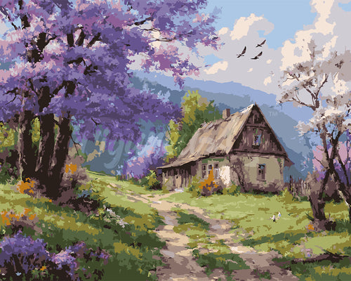 Malen nach Zahlen Figured'Art – Cottage an der Jacarandalaan
