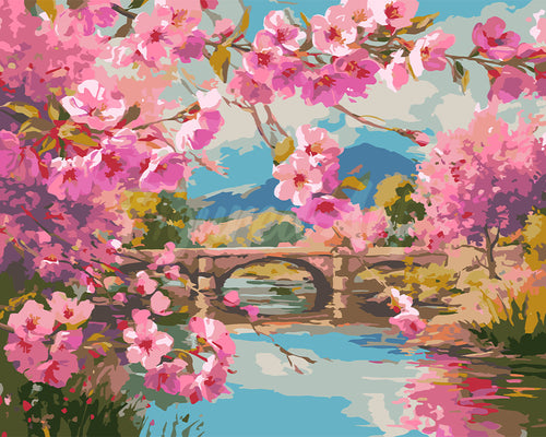 Malen nach Zahlen Figured'Art – Kirschblütenbrücke