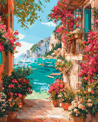 Malen nach Zahlen Figured'Art – Blick auf die Italienische Riviera