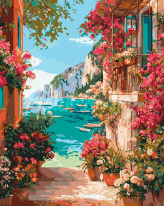 Malen nach Zahlen Figured'Art – Blick auf die Italienische Riviera