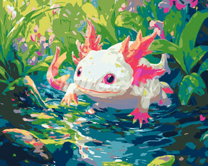 Malen nach Zahlen Figured'Art – Schwimmender Axolotl