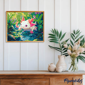 Schwimmender Axolotl