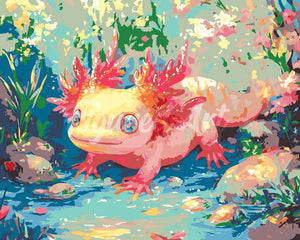 Malen nach Zahlen Figured'Art – Sonnenbadender Axolotl