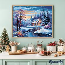 Laden Sie das Bild in den Galerie-Viewer, Winterliches Flusscottage