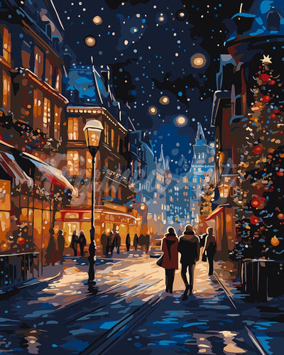 Malen nach Zahlen Figured'Art – Sternenreicher Weihnachtsbummel