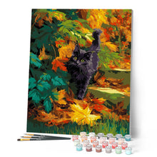 Laden Sie das Bild in den Galerie-Viewer, Schwarze Katze im Herbst