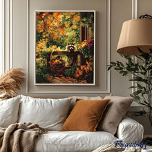 Laden Sie das Bild in den Galerie-Viewer, Süßer Waschbär im Herbst