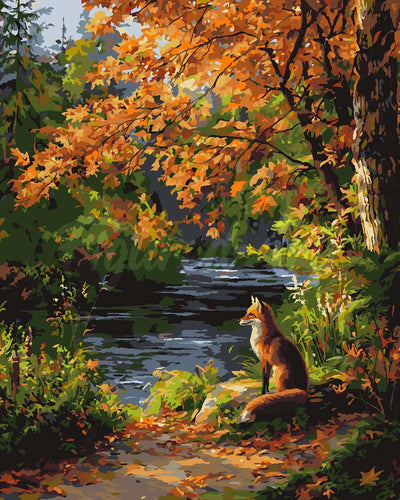 Malen nach Zahlen Figured'Art – Roter Fuchs am Fluss