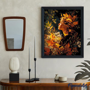 Dame mit goldenem Laub