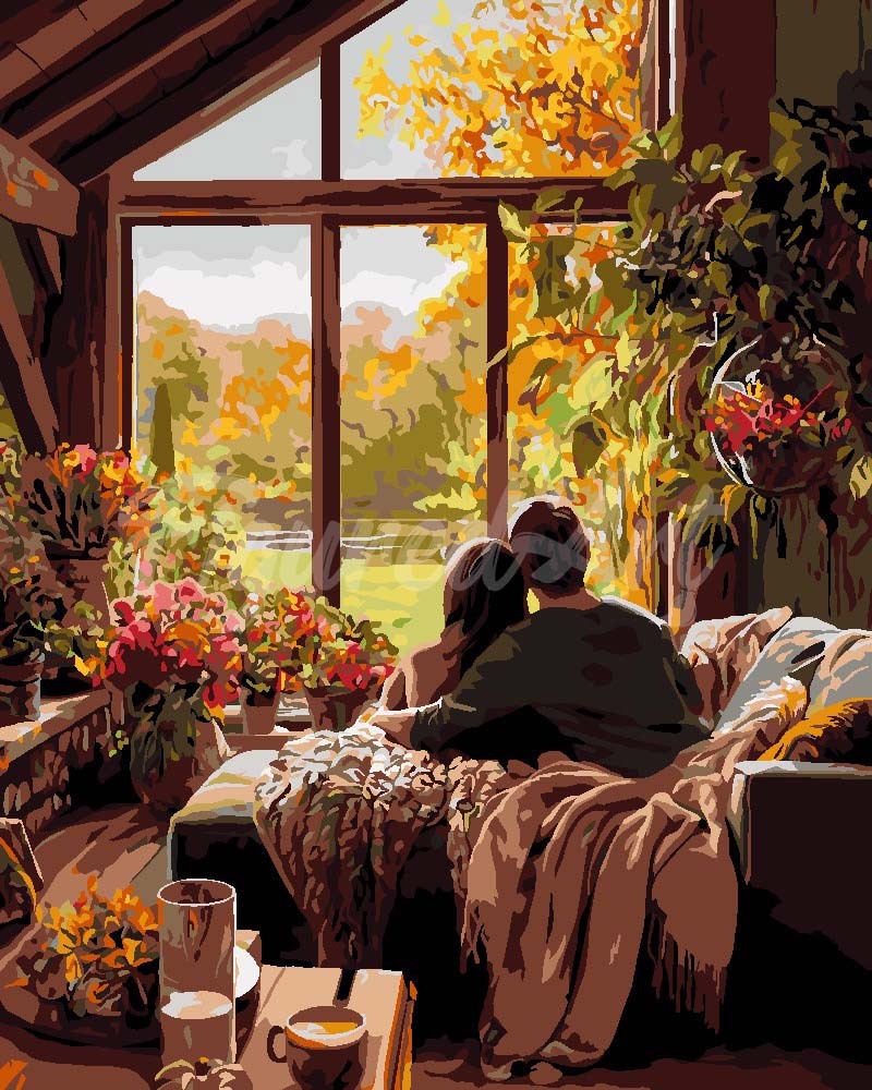 Malen nach Zahlen Figured'Art – Herbstliche Morgenumarmung