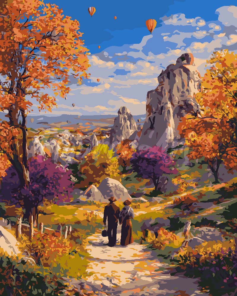 Malen nach Zahlen Figured'Art – Romantischer Herbst in Kappadokien