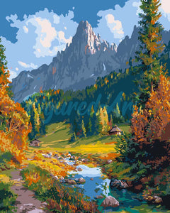Malen nach Zahlen Figured'Art – Herbstbach in den Alpen
