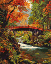 Laden Sie das Bild in den Galerie-Viewer, Malen nach Zahlen Figured&#39;Art – Rote Brücke in Japan im Herbst