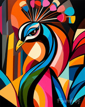 Laden Sie das Bild in den Galerie-Viewer, Malen nach Zahlen Figured'Art – Kühner Abstrakter Pfau 1