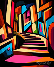 Laden Sie das Bild in den Galerie-Viewer, Malen nach Zahlen Figured'Art – Kühne Abstrakte Treppe