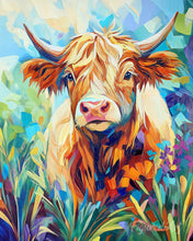 Laden Sie das Bild in den Galerie-Viewer, Malen nach Zahlen Figured'Art – Highland Cow in Blüte